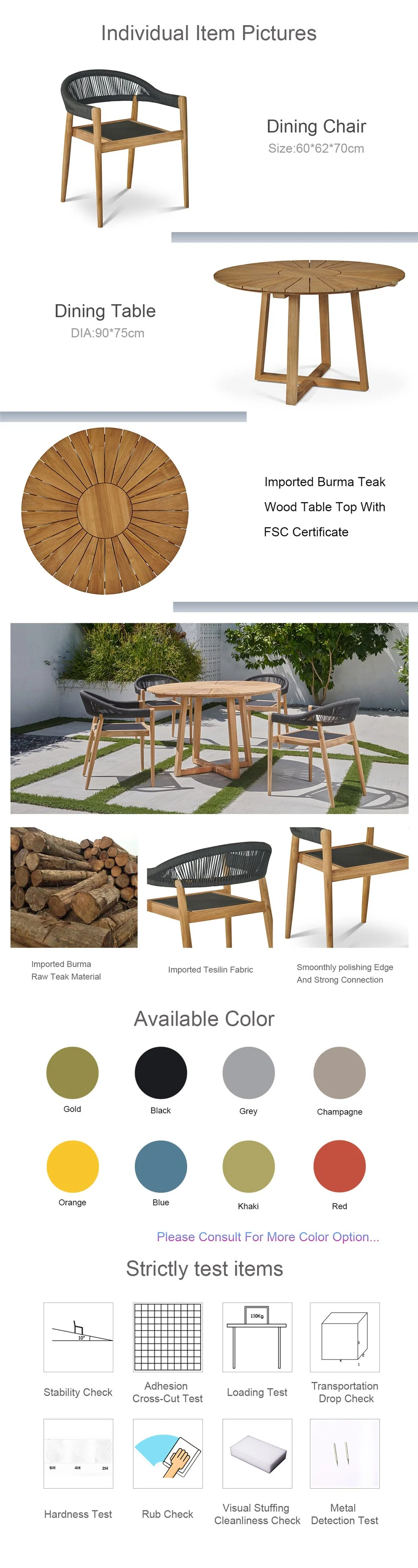 Morden Patio Garden Furniture Wooden Table and Chair Used Teak Wood Dining Set Outdoor Furniture